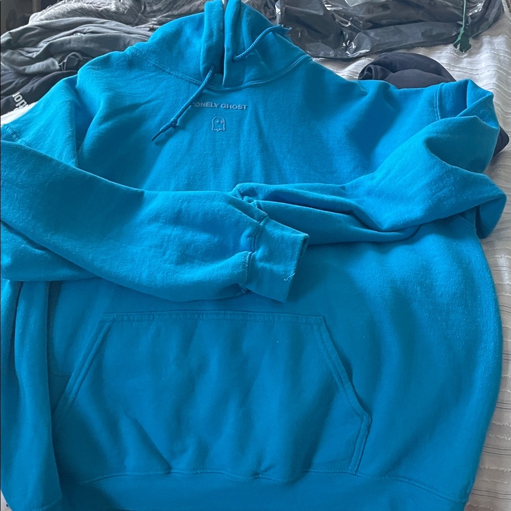 LONELY GHOST Bright Teal Pullover Hoodie